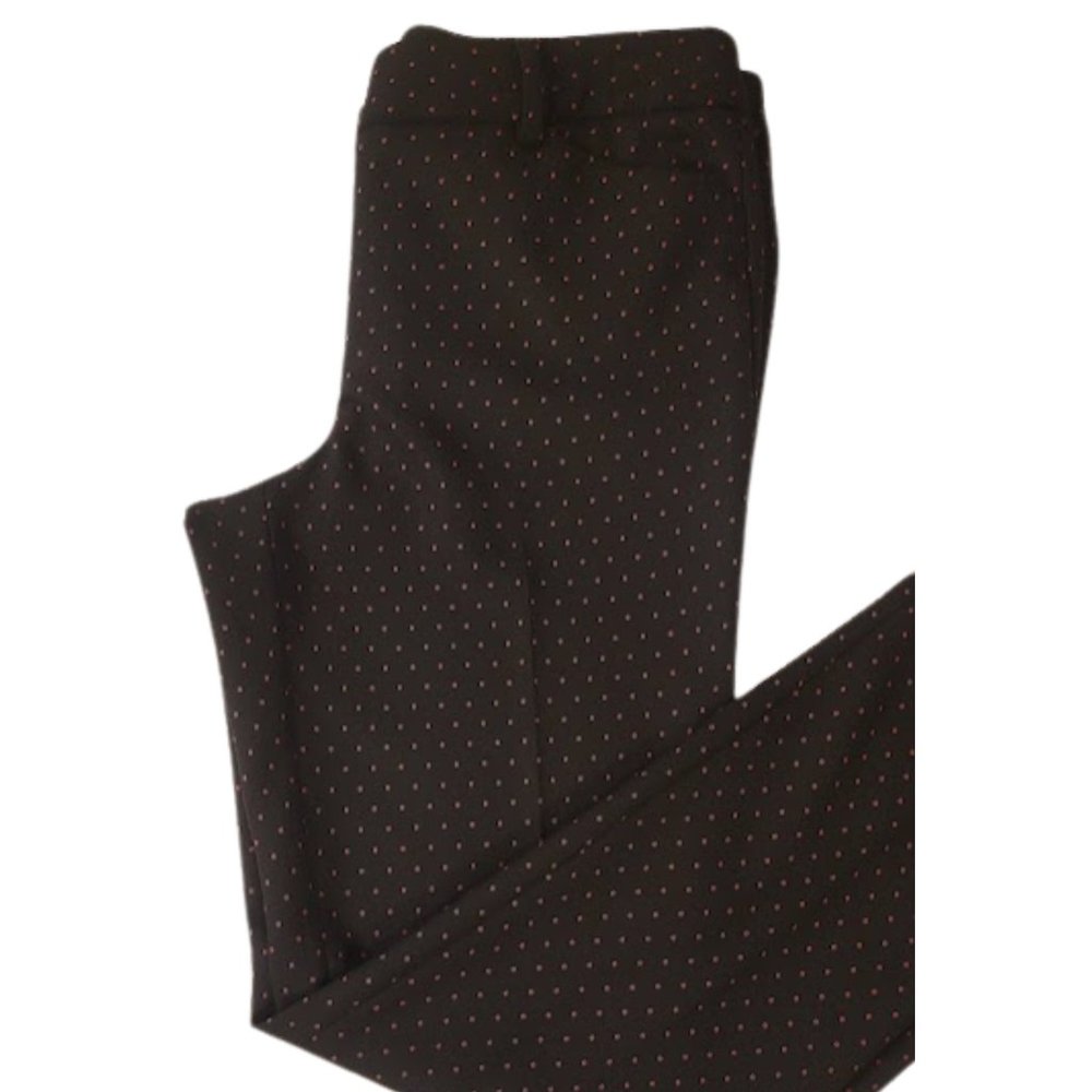 Talbots Hampshire Ankle Pants - Black with Red Polka Dots - Size 8 Long EUC